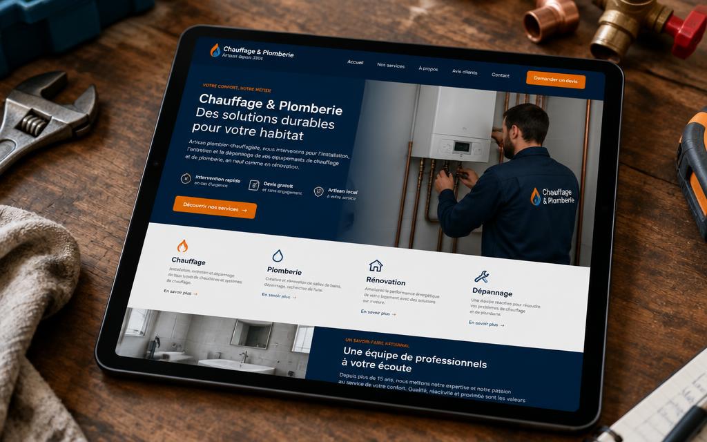 Site d'un artisan plombier-chauffagiste construit par Prospective Trends